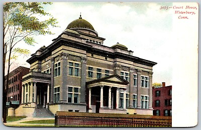 #ad Vtg Waterbury Connecticut CT Court House 1900s View Old Postcard $4.99