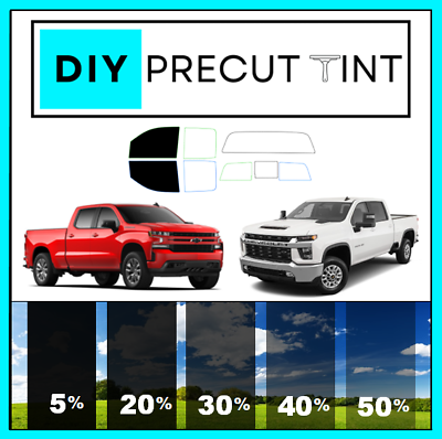 #ad DIY PreCut Window Tint Kit Fits ANY Chevy Silverado ANY Shades FRONT TWO DOORS $26.99