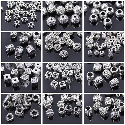 #ad 50pcs Tibetan Silver Metal Charms Spacer Loose Craft Beads DIY Jewelry Findings $2.25
