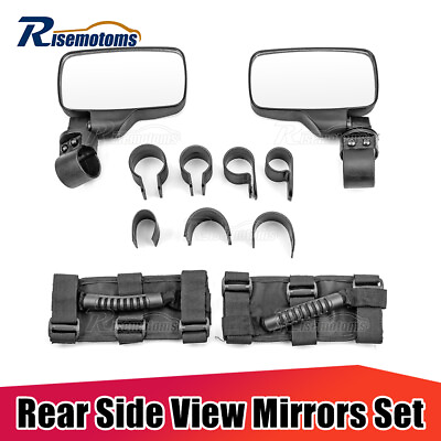 #ad Side Rear View Mirrors Handle Grip Grap Universal For Polaris Kawasaki Can Am $32.99