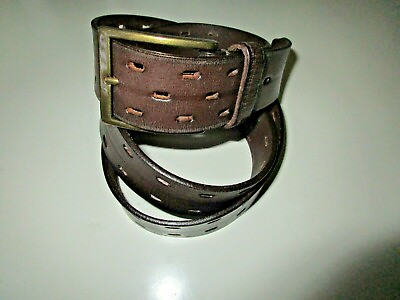 #ad #ad Men#x27;s JAMES CAMPBELL Belt Leather Brown Perforated Brass Hardware. Size 44 $24.99
