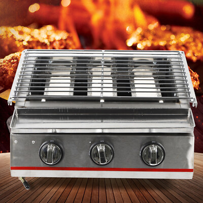 USED Portable Barbecue Grill Sear 3 Burner Side Gas Grill BBQ Cooktop $41.30