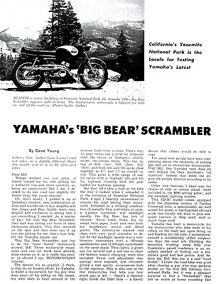 #ad 1965 Yamaha Big Bear Scrambler Motorcycle Road Test 2 Page Vintage Article $11.50
