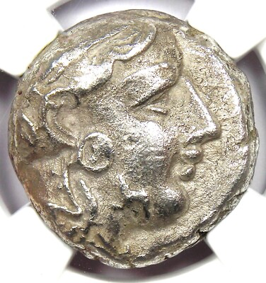 #ad Athens Greece Athena Owl AR Tetradrachm Silver Coin 393 294 BC NGC Choice XF $460.75