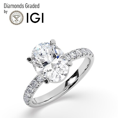 #ad #ad IGI 2.00 CT Solitaire Lab Grown Oval Diamond Engagement Ring 18K White Gold $1804.05