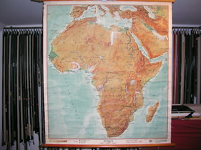 #ad Schulwandkarte Wall Map Africa Physisch From 1947 113x126cm C $230.20