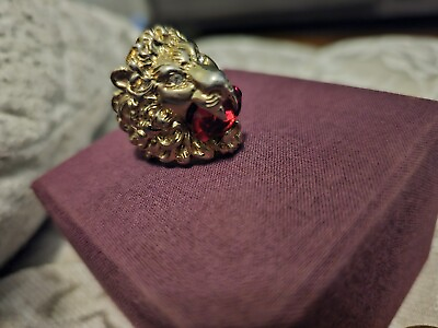 #ad Gucci Lion Head Ring With Crystal Size Small Authentic No Box Just The Bag $200.00