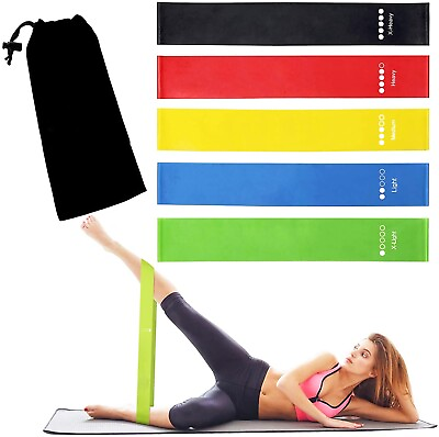 #ad Fitness Sports Resistance Loop Exercise Bands Fit Health happy 01 Set of 5 $12.99