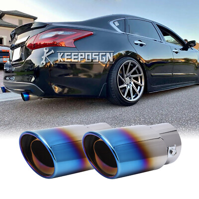 #ad 2pc 1.5quot; 2.1quot; Blue Straight Rear Muffler Tip Exhaust Pipe For Nissan Altima SR $25.65
