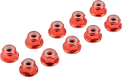 #ad Apex RC Products Red 4mm Aluminum Serrated Nylon Locknut Wheel Nut Set #9804 $11.99
