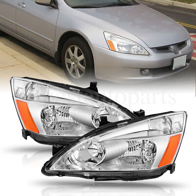 #ad Pair Headlights HeadLamps Fit For 2003 2007 Honda Accord Amber Corner LHRH $63.80