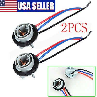 #ad 2PCS 1157 2357 LED Pig Tail Plug Stop Brake Turn Light Bulb Socket Harness Wire $8.45