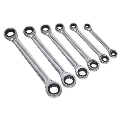 #ad Sealey Double End Ratchet Ring Spanner Set 6pc Metric GBP 40.22