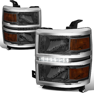 #ad 2PCS Smoked Housing Amber Corner LED DRL Bar Headlight Headlamps Compatible with $253.99