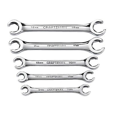 CRAFTSMAN 5 PC METRIC MM FLARE LINE NUT OPEN END WRENCH SET 9mm to 18mm NEW $34.99
