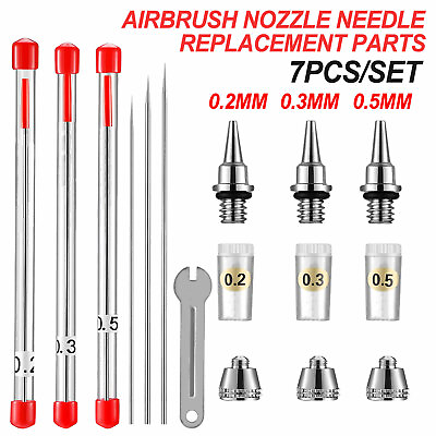 #ad For Airbrushes Spray Gun Airbrush Nozzle Needle Replacement Parts 0.2 0.3 0.5mm $12.98