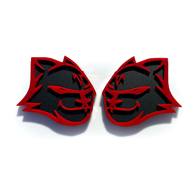 #ad Pair 2 Red Black Hell Kitten HellKitten Emblems fits Dodge Mopar fender Badges $29.90