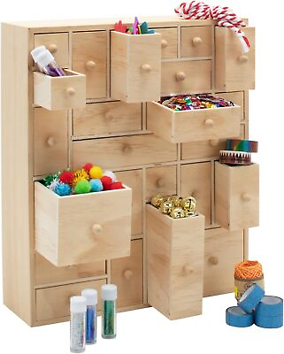 #ad Hyggehaus Wooden Desktop Storage 24 Drawers Apothecary Cabinet Chest $31.99