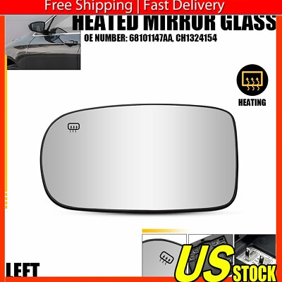 #ad Rear View Heated Mirror Left Glass For 2011 2021 Chrysler 200 Dodge Charger B $17.99