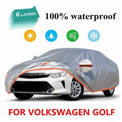 For VW GOLF Hatchback Audew 6 Layers Car Cover Waterproof Dustproof Protection $35.99