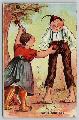 #ad Postcard Humorous Adam and Eve Posted 1912 $5.03