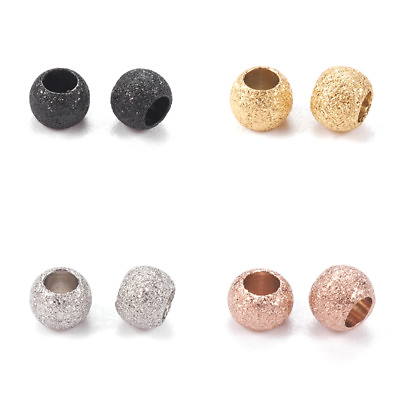 #ad 20pcs 304 Stainless Steel Stardust Metal Beads Round Bumpy Loose Spacers 4 8mm $5.63