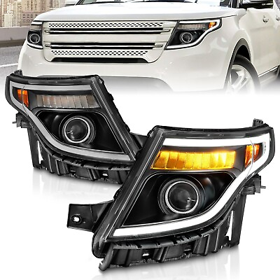 #ad Fits FORD EXPLORER 11 15 PROJECTOR PLANK STYLE HEADLIGHTS BLACK 111575 $549.99