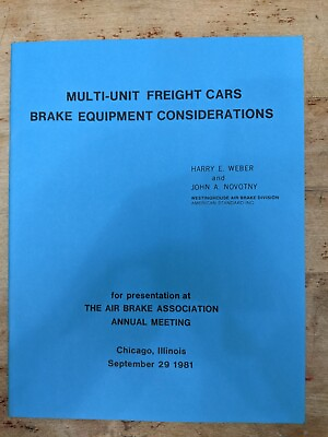 #ad 1981 Railroad Multi Unit Freight Cars Brake Equipment Consideration Westinghouse $15.00