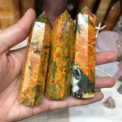 #ad Bumblebee Jasper Crystal Tower Point Natural Minerals Chakra Obelisk Collection $13.90