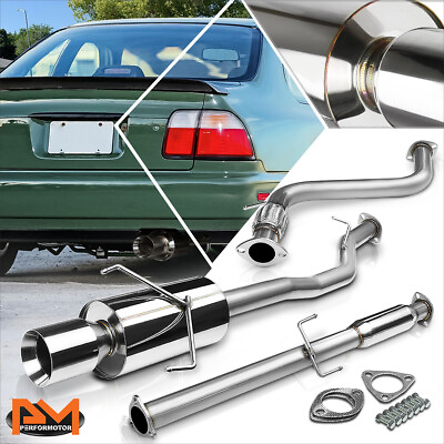 #ad For 94 97 Honda Accord 2.2L 4quot;Rolled Tip Muffler Stainless Steel Catback Exhaust $153.89