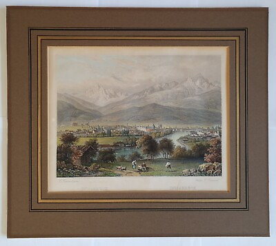 #ad 1840s Antique Engraving of Innsbruck Austria by C.L. Frommel rare handcolour C $279.00