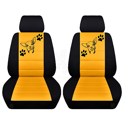 #ad Two Front Car Seat Covers Fits Selected Toyota Models Chihuahua Design ABF $89.99