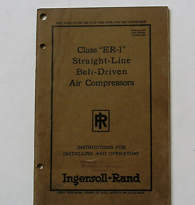 #ad Ingersoll Rand Class ER 1 Straight Line Belt Driven Air Compressors 1927 $39.00