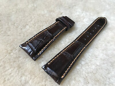 #ad 22mm 16mm Genuine Real Alligator Crocodile Leather Watch Strap Band Dark Brown $49.00