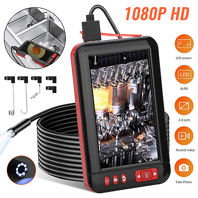 #ad 1080P HD Industrial Endoscope Borescope 4.3#x27;#x27; Screen 8mm Inspection Snake Camera $37.48