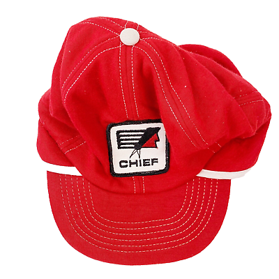 #ad Vintage Chief Indian Patch Swingster Red White Ear Flaps Hat Cap $20.00