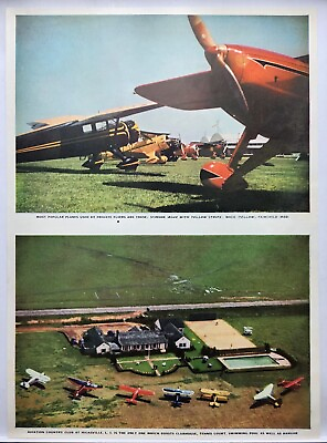 #ad 1937 Aviation Country Club Hicksville Long Island NY Airplane Print Ad Man Cave $14.88