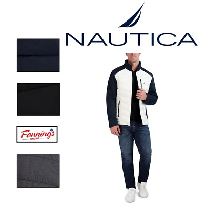 #ad Nautica Men#x27;s Mixed Media Softshell Quilted Jacket J11 $42.56