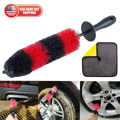 #ad #ad 18quot; Long Wheel Pro Brush Car Bendable Wash Tool Cleaning Brush Tire Rims Spokes $8.99