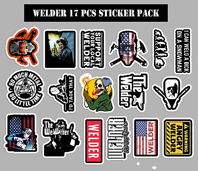 #ad Welder 17 pcs pack Hard Hat Stickers HardHat Sticker Pack Vinyl Laminated $13.99