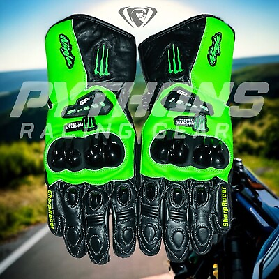 #ad New Kawasaki Monster Motorcycle Racing Leather Gloves Ninja Racing Gants Guantes $74.50