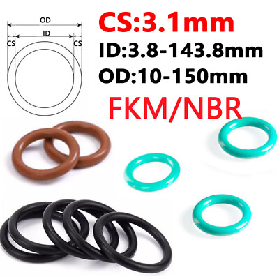 #ad O Ring FKM NBR Seal O ring Metric 3.1mm Cross Section 3.8 143.8mm ID 10 150mm OD $1.86