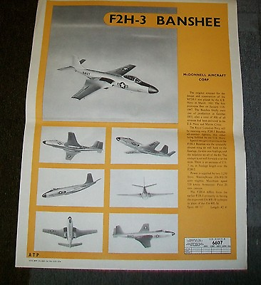 #ad McDONNELL F2H 3 BANSHEE AIRCRAFT AIR DIAGRAM AD 6607 JUNE 1956 RECOGNITION GBP 6.50