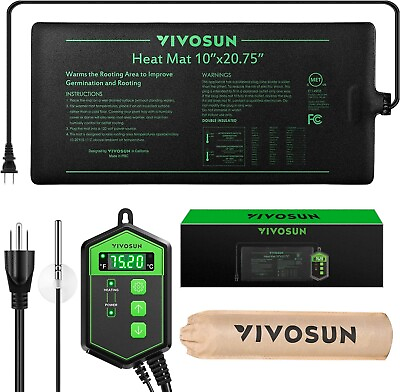 #ad VIVOSUN Seedling Heat Mat Thermostat Kit 10quot; x 20quot; Warm Seed Starter Heating Pad $30.99