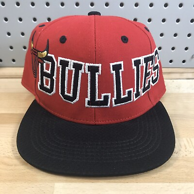 #ad Huge Headwear Red SnapBack Hat BULLIES Flat Bill Chicago Bulls Wild Spirit EUC $15.99