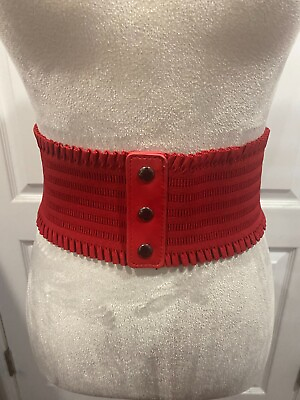 #ad Women Wide Stretch Red Belt Sz 4x28inches $11.99