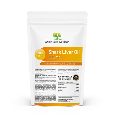 #ad Shark Liver Oil 500mg Softgels Squalene and 20% Alkylglycerols Immune support $69.99