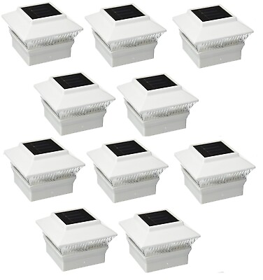 #ad 10 Packs Solar White Color Square PVC Post Fence Mount Cap Lights FIT 4quot;x4quot; POST $125.34