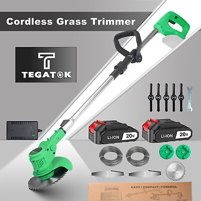 #ad Cordless Grass String Trimmer Cutter Electric Weed Eater Lawn Edger w 2 Battery $62.99