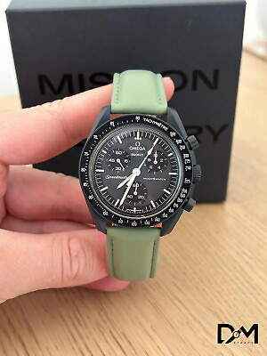 #ad Omega x Swatch Moonswatch GREEN LEATHER STRAP FITS MISSION TO MERCURY GBP 30.00